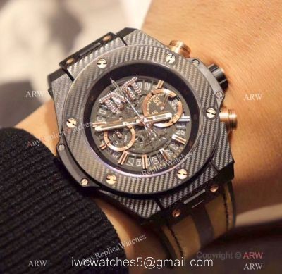 Hublot Big Bang Unico TMT Black Chronograph Watch Yellow Gummy Strap watches