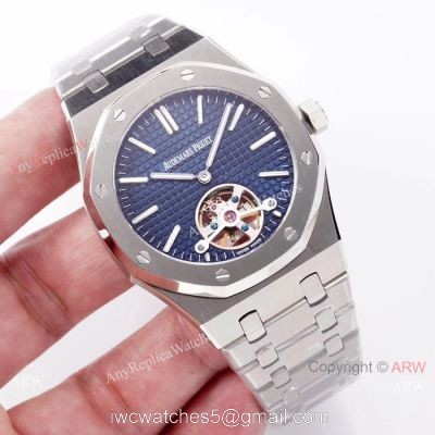 Swiss Replica Audemars Piguet Royal Oak Tourbillon SS Blue Dial watch 2924 Movement watches