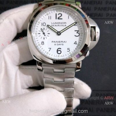 AAA Quality Panerai Luminor Marina 44mm Watch Stainless Steel White Face watches