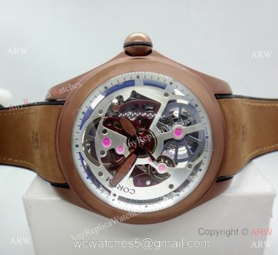Copy Corum Bubble Squelette Automatic Watch Brown Case White Face watches