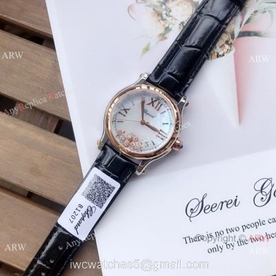 Replica Chopard Happy Sport 36mm Watches 2-Tone Rose Gold White Dial watches