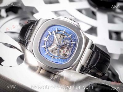 Patek Philippe Nautilus Skeleton Replica watches SS Blue Dial watches