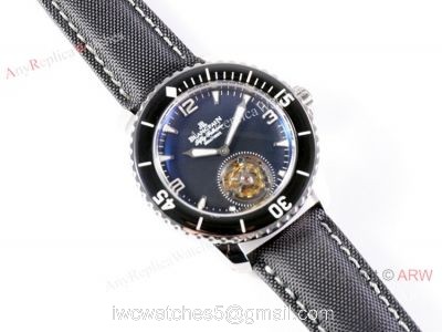 Swiss Replica Blancpain Fifty Fathoms Tourbillon Watch SS Black Dial watches