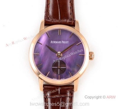 Super Clone Audemars Piguet Jules Audemars Swiss 3090 Watch Rose Gold Purple Dial watches