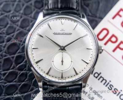 Swiss Replica Jaeger-LeCoultre Master Watch Silver Face Black Leather Strap watches