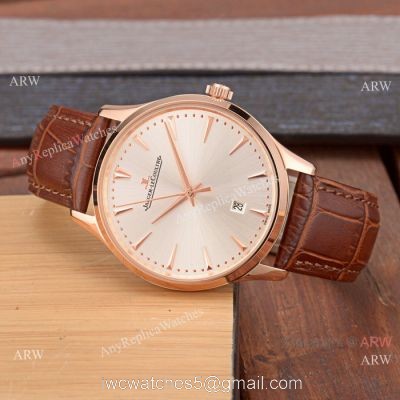 Best Copy Jaeger-LeCoultre Master Rose Gold Silver Face Watch Simple Design watches
