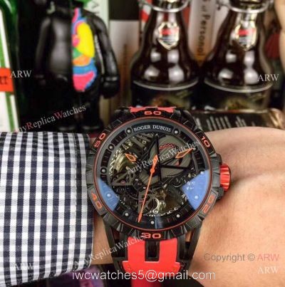 Roger Dubuis Excalibur Skeleton Copy Watch Black DLC Case 46mm watches