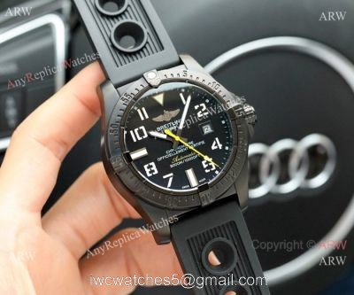 Clone Breitling Avenger II Seawolf Watch All Black w/ Yellow Hand watches