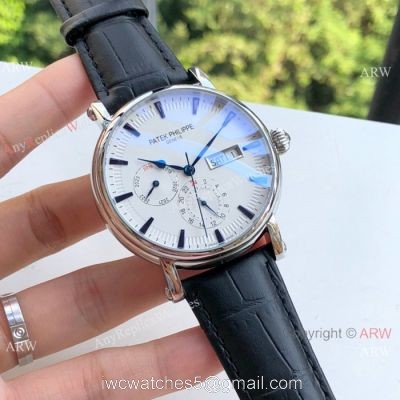 Copy Patek Philippe Geneve Day-date 43mm Watch SS White Dial watches