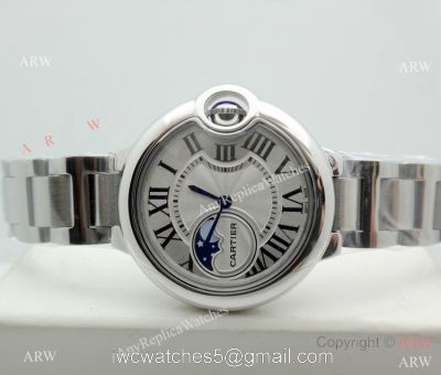 Copy Cartier Ballon Bleu Moonphase Watch Stainless Steel Sapphire crystal watches