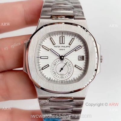 Super Replica Patek Philippe Nautilus Stainless steel White Face Watch Swiss Copy watches