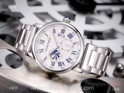 Copy Cartier Rotonde De Stainless Steel White Dial 42mm Watch watches