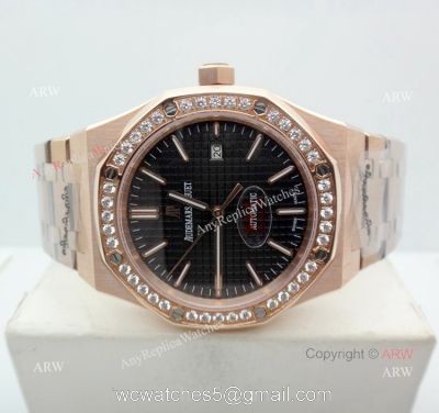 Copy Audemars Piguet Royal Oak Diamond bezel Rose Gold Watch 44MM watches
