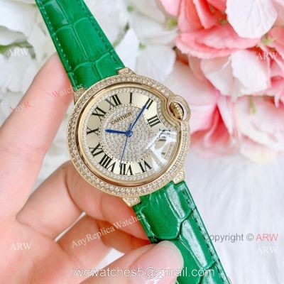 Best Quality Copy Cartier Ballon Bleu De Quartz Watch Yellow Gold Diamond watches