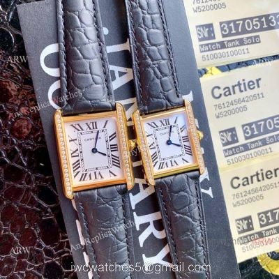 New Copy Cartier Tank Solo Watches Gold Case Diamond Bezel watches