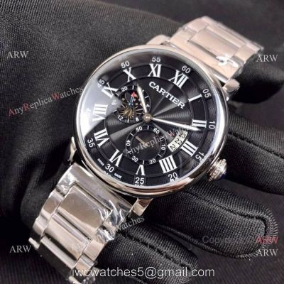 New Cartier Rotonde de Moon phase Stainless Steel Black Watch 40mm watches
