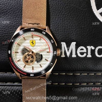 Copy Ferrari Gran Premio Automatico Men Watch Rose Gold White Dial watches