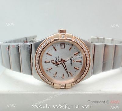 Women Omega Double Eagle 2-Tone Rose Gold Diamond Watch High Quality Replica Watches China watches