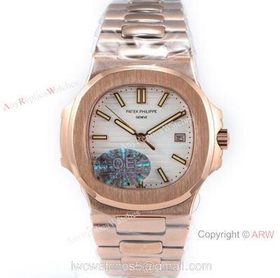 (OE) Swiss Replica Patek Philippe 5713 G Nautilus Watch Rose Gold White Face watches