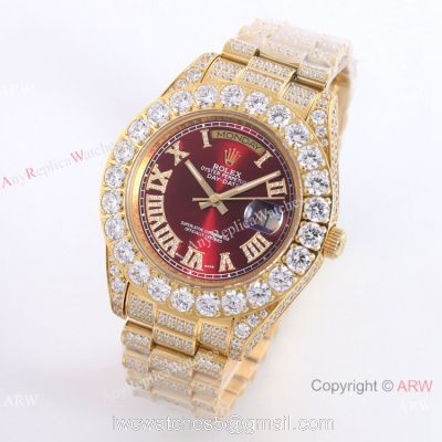 Iced out Gold Rolex Oyster Perpetual Day Date Fake Watches Worldwide Shipping watches