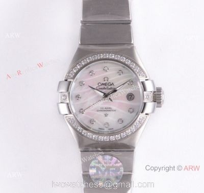 Swiss Copy Omega Constellation SS Mother of Pearl Dial Watch 27mm Ladies watches