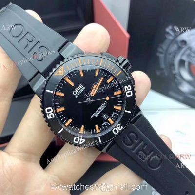 Swiss Fake Oris Aquis Automatic Watch Black Case Sapphire glass watches