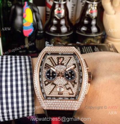 Franck Muller Vanguard Replica Wristwatch Rose Gold Diamond Chronograph Dial watches