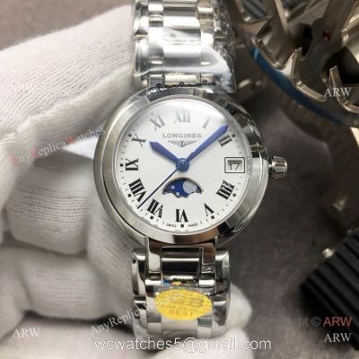 Swiss Replica Longines PrimaLuna Moonphase Lady Watch Stainless Steel Sapphire Glass watches