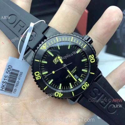 Swiss Fake Oris Aquis 43mm Watch Black and Yellow watches