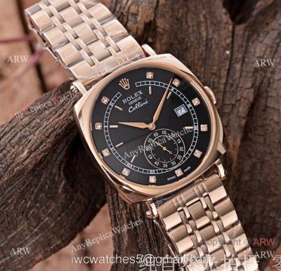 New Replica Rolex Geneve Cellini Black Rose Gold Watch 42mm watches