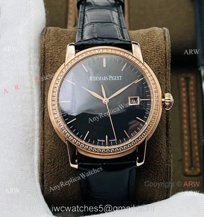 New 2021! Swiss Grade 1 Copy Audemars Piguet Jules Audemars Diamond Watch Rose Gold 41mm watches