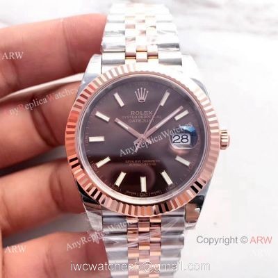 (EW) Chocolate Dial 2 Tone Rose Gold Rolex Datejust II 41 Swiss3235 Watch 126331 watches