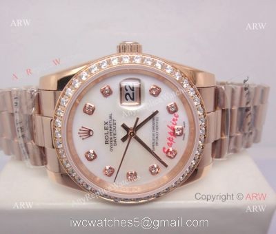 Copy Rolex Datejust Diamond Bezel Rose Gold Case Watch 26mm watches
