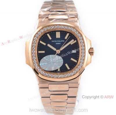 OE Factory Patek Philippe 5713G Nautilus Watches Copy Rose Gold Diamond bezel watches