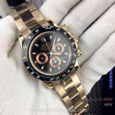 AAA Replica Rolex Daytona 40mm Watches Rose Gold Black Ceramic watches