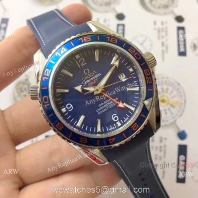 Omega Planet Ocean GMT 600m Blue Rubber Strap Omega Clone Watch watches
