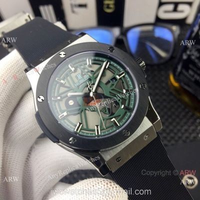 Replica Hublot Classic Fusion 43mm watches Black Bezel Rubber Strap watches