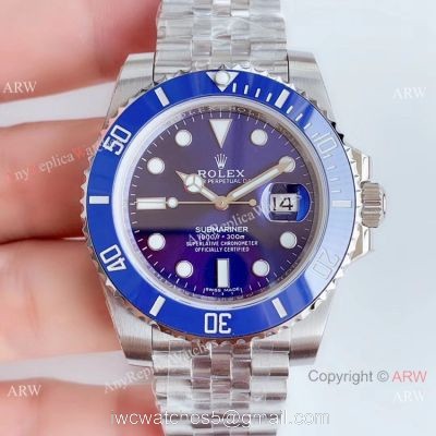 (EW) Swiss Grade Rolex Submariner EW Factory 3135 SS Blue Ceramic Jubilee Band Watch watches