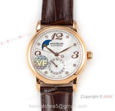 VF Factory Fake Montblanc Star Legacy Moon Rose Gold White Face Watch watches