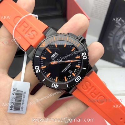 Swiss Grade Fake Oris Aquis Watch Orange Rubber Band watches