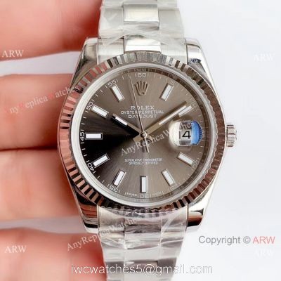 NEW Upgraded 3235 V3 Rolex Datejust 2 Fluted Bezel Grey Dial Replica Watch watches