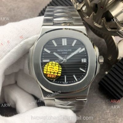 Swiss Copy Patek Philippe Nautilus SS Black Dial 40MM Watch GB Factory watches