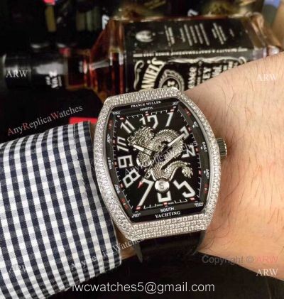Replica Franck Muller Vanguard limited Edition Dragon King Watch SS Diamond watches