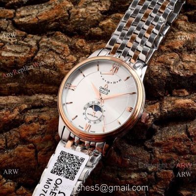 Omega De Ville Fake 40mm Watch 2-Tone Rose Gold Moonphase watches