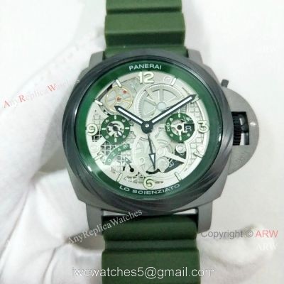 Copy Panerai Luminor Tourbillon GMT Lo Scienziato Green Watch PAM00768 watches