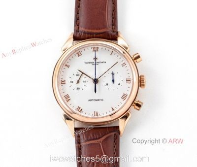 Swiss Replica Vacheron Constantin Geneve Rose Gold White Dial Watch 42mm watches