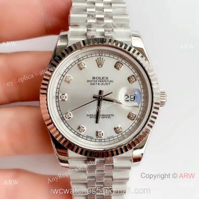 Noob Factory Watch Rolex DateJust II Silver Diamonds Face Swiss 3235 V3 Version watches