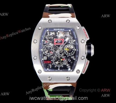KV Factory Richard Mille RM 011 Black Kite Replica Watches With Camouflage Rubber Strap watches