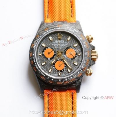 1:1 Best Edition Rolex Daytona Carbon Fiber Orange Rubber Strap Watch 7750 Movement watches