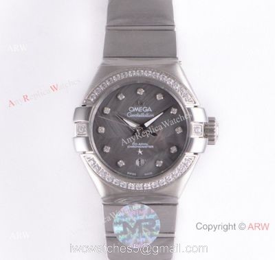 Swiss Replica Omega Constellation 316L Steel Grey Mop Dial Watch Lady watches